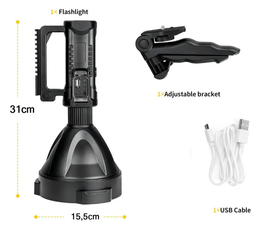 Foco Linterna Led Recargable + Tripode