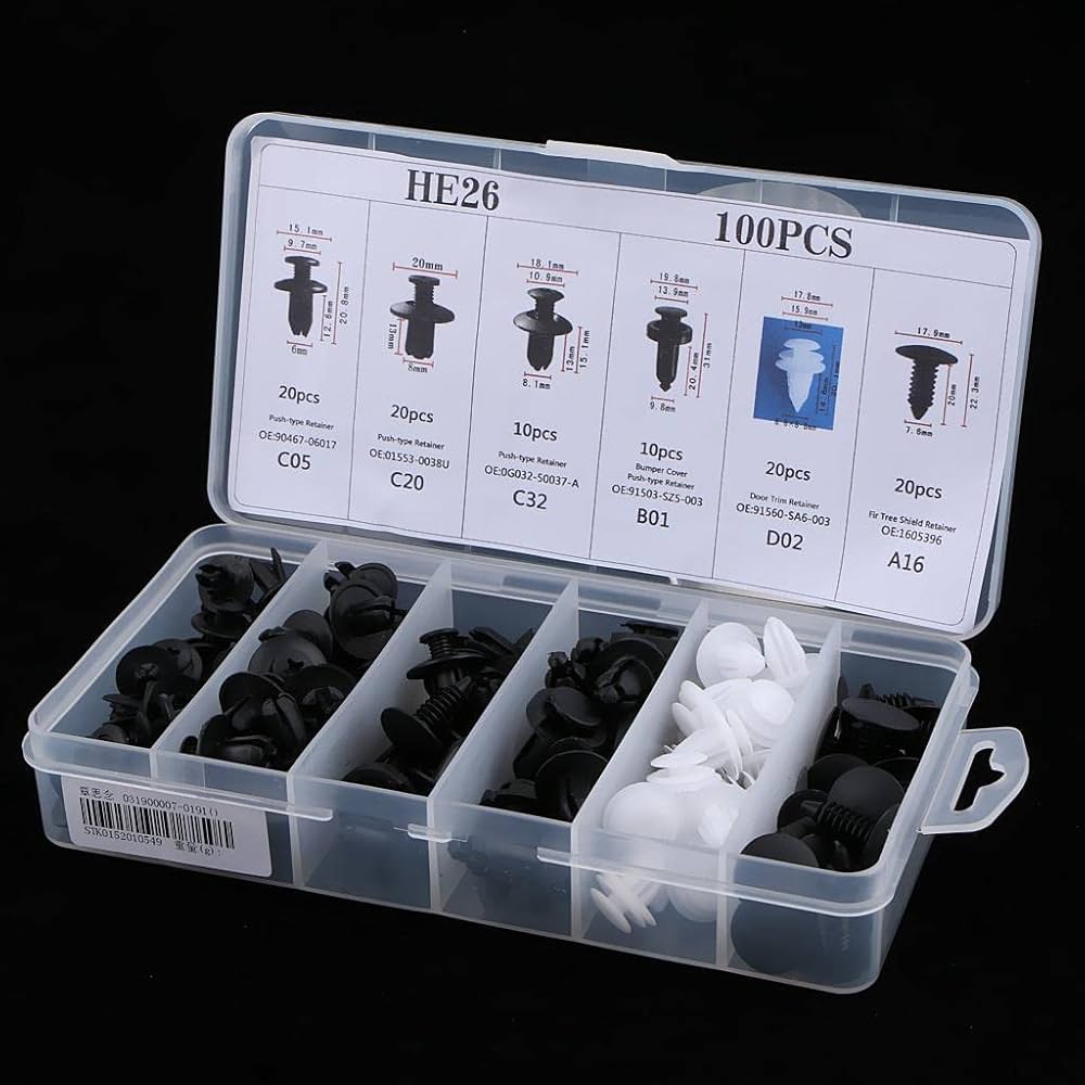 KIT 100 CLIP BROCHE RETENCION PLASTICO