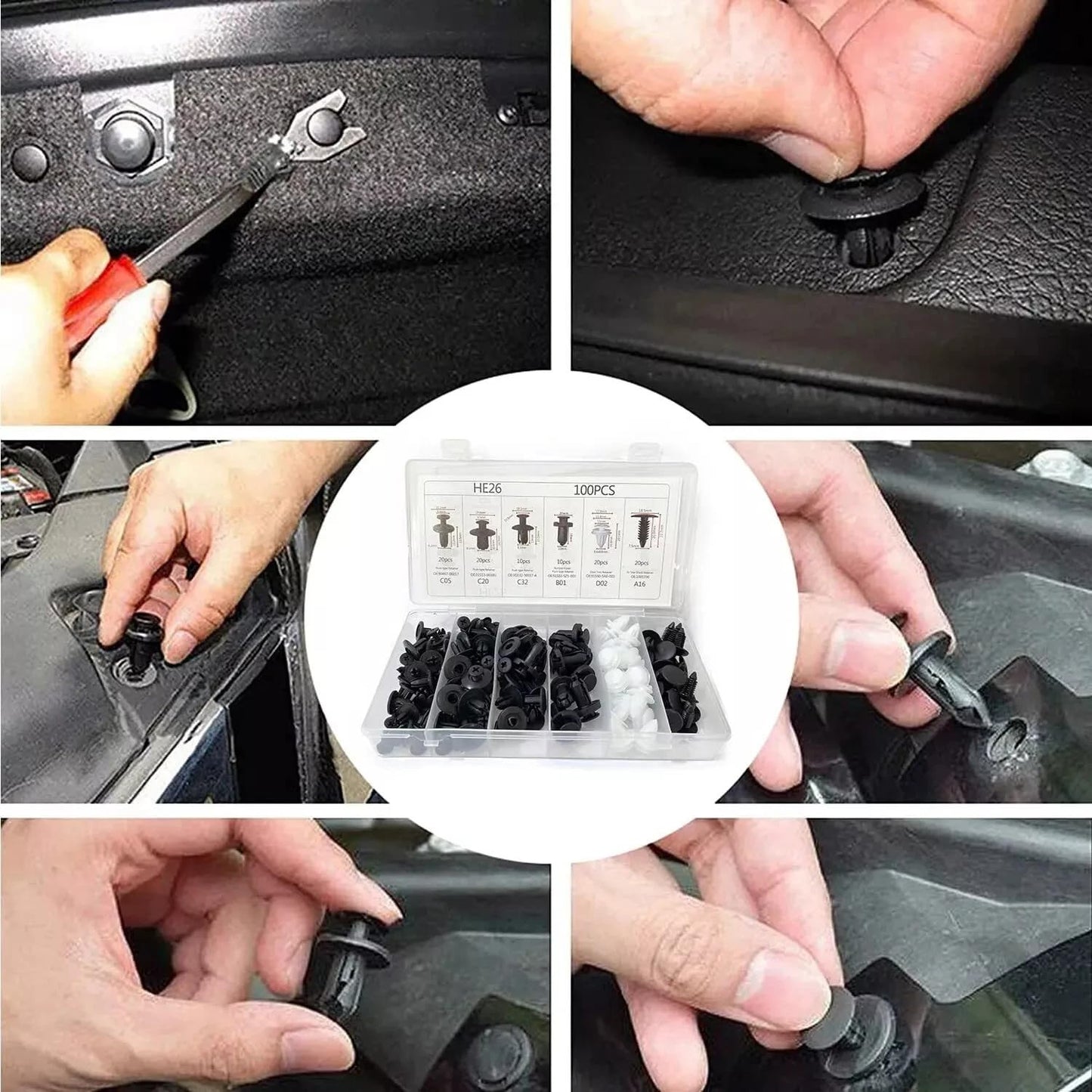 KIT 100 CLIP BROCHE RETENCION PLASTICO
