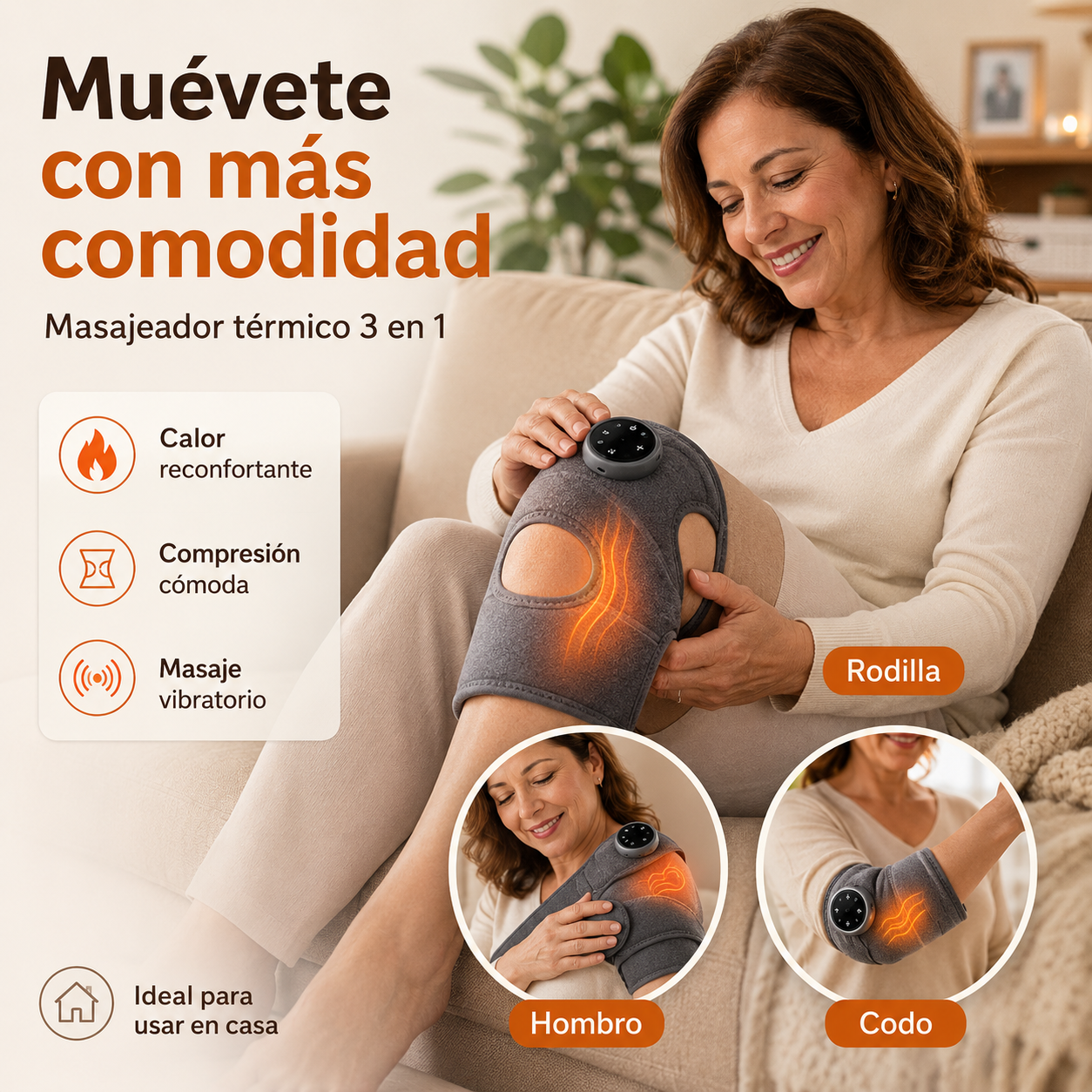 Masajeador De Calmo Flex 3 en 1, alivia Rodilla, hombro y codo +Calefacción