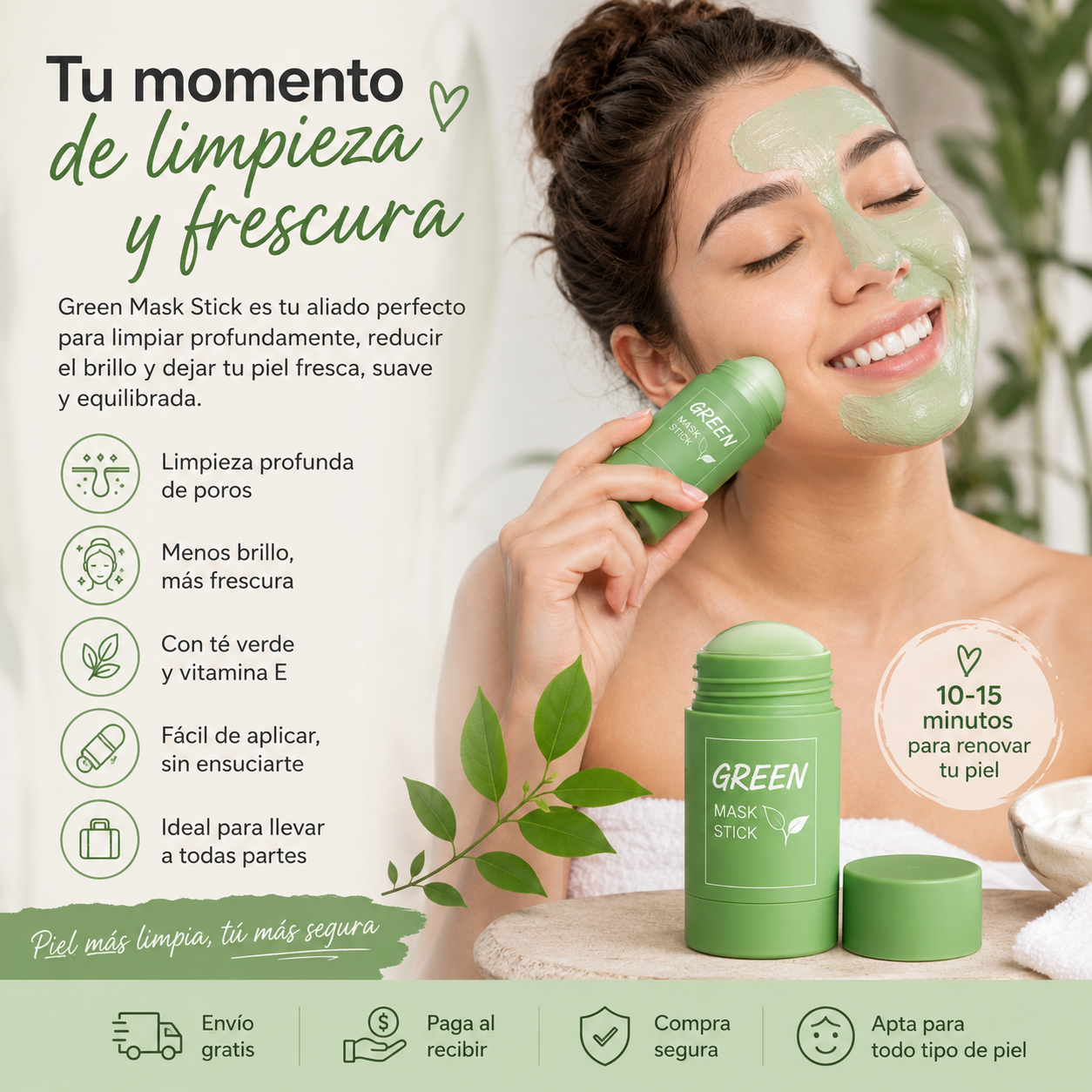 Mascarilla Natural Limpiadora te verde