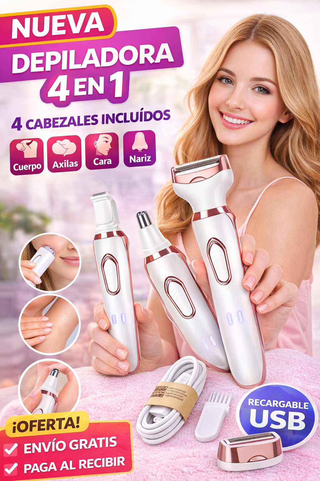 NUEVA DEPILADORA 4 EN 1
