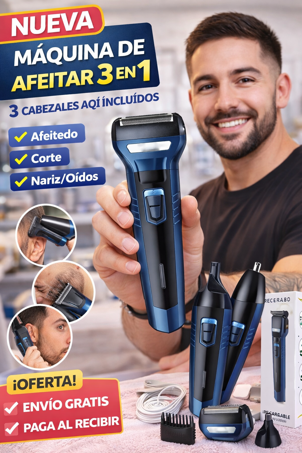 maquina de afeitar 3 en 1 AZUL