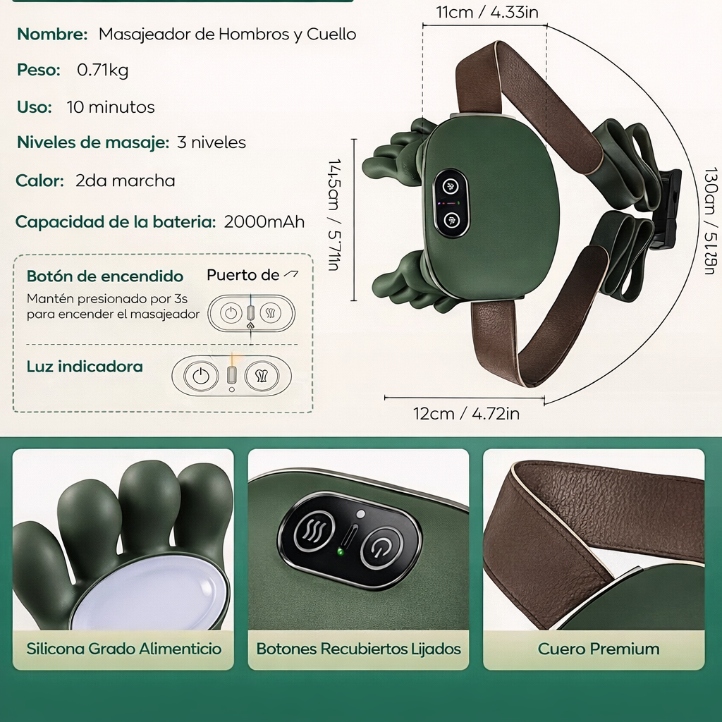 Masajeador Cervical de manos verdes