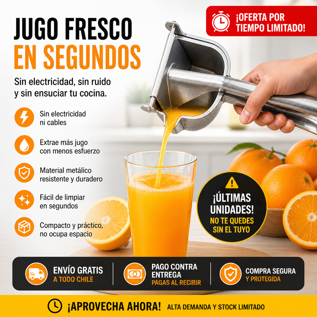 Exprimidor jugo fresco en segundos