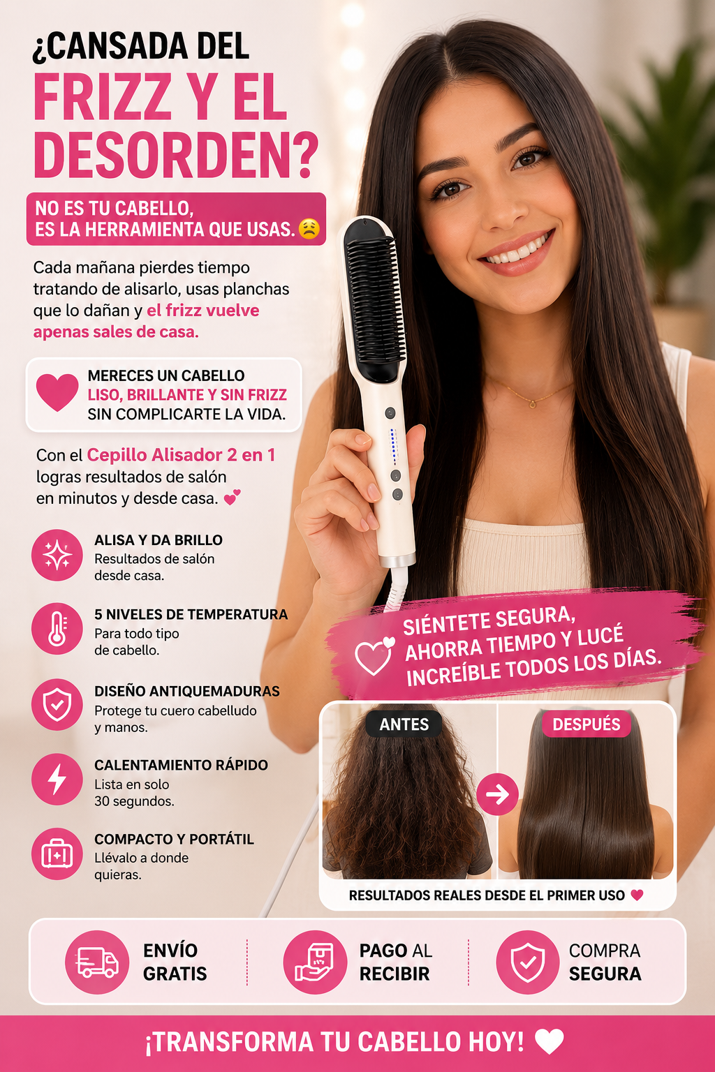 Plancha Cepillo Alisador De Cabello