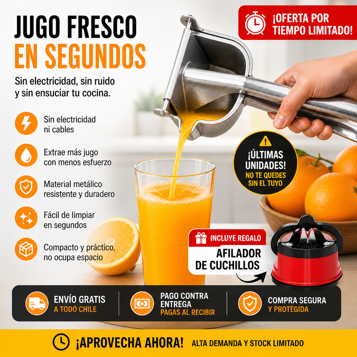 Exprimidor jugo fresco en segundos
