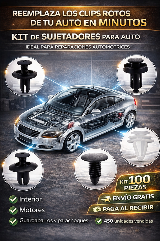 KIT 100 CLIP BROCHE RETENCION PLASTICO