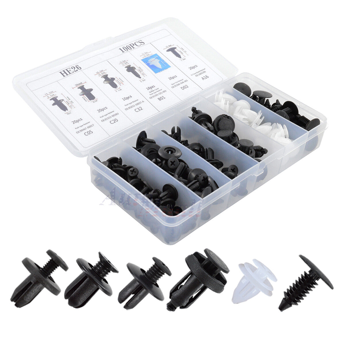 KIT 100 CLIP BROCHE RETENCION PLASTICO
